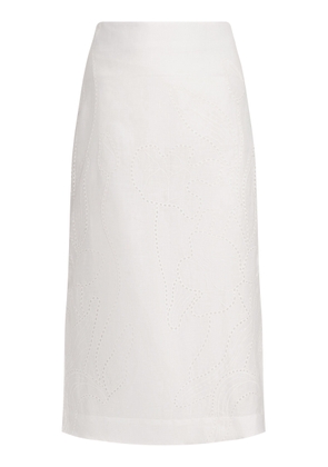 Andres Otalora Jardin Soñado Embroidered Linen Midi Skirt - Moda Operandi