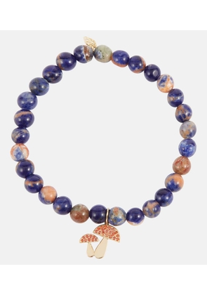Sydney Evan 14kt gold beaded bracelet with sapphires and sodalite
