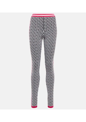 Balmain Jacquard-knit wool-blend leggings