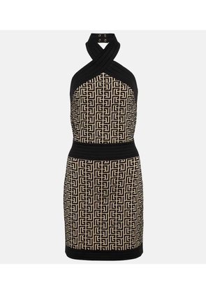 Balmain Monogram halter-neck minidress