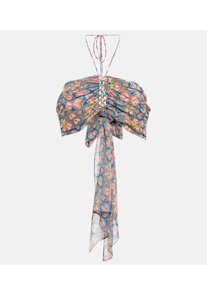 Etro Printed halterneck crop top