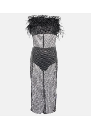 Giuseppe di Morabito Feather-trimmed embellished midi dress