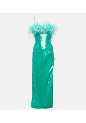 Giuseppe di Morabito Feather-trimmed sequined midi dress