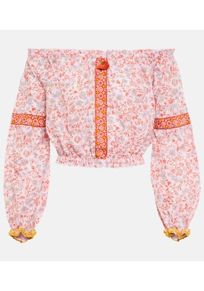 Poupette St Barth Nana floral cotton crop top