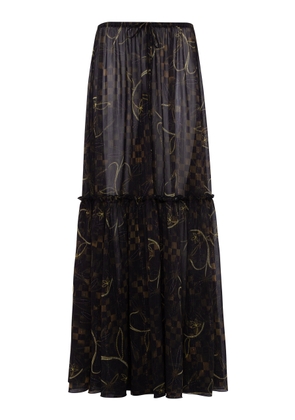 SIEDRÉS Arabella Printed Chiffon Maxi Skirt - Moda Operandi