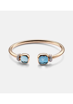 Pomellato Nudo 18kt rose gold bangle with blue topaz and diamond