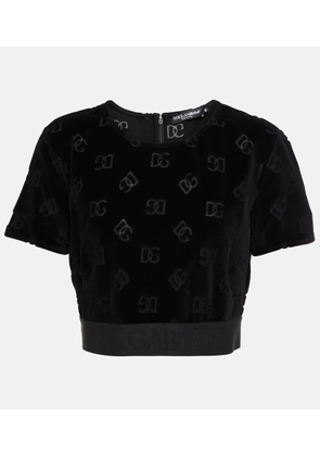Dolce&Gabbana Logo cotton velvet crop top