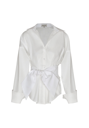 Andres Otalora Ese Momento Bow-Detailed Cotton-Poplin Shirt - Moda Operandi