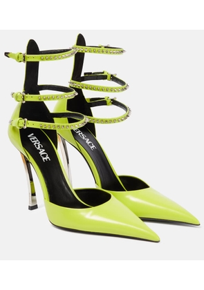 Versace Pin-Point embellished leather pumps