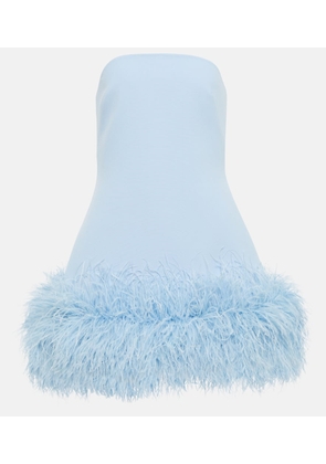 Safiyaa Feather-trimmed crepe minidress