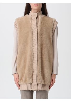 Fur Coat PINKO Woman color Beige