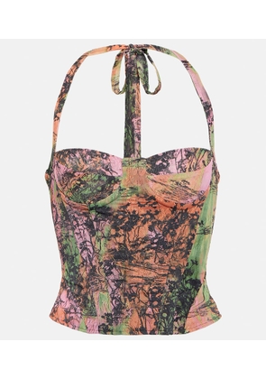 Roberta Einer Printed halterneck bustier top