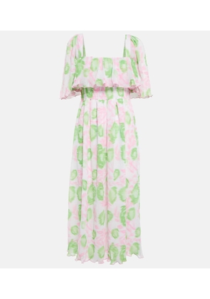 Ganni Floral pleated georgette midi dress