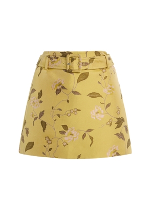 STAUD Reese Belted Floral Jacquard Mini Skirt - Moda Operandi