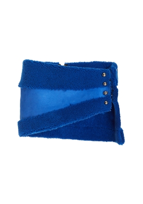 LaQuan Smith Curly Shearling Mini Skirt - Moda Operandi