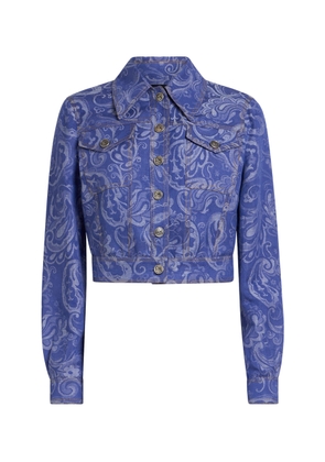 Etro Printed Cotton-Linen Denim Jacket - Moda Operandi
