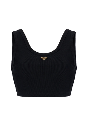 Prada Ribbed Cotton Jersey Crop Top - Moda Operandi
