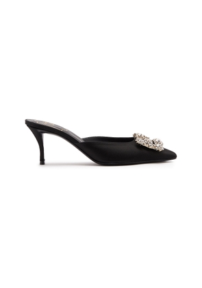 Roger Vivier Efflorescence Crystal-Embellished Satin Mules - Moda Operandi