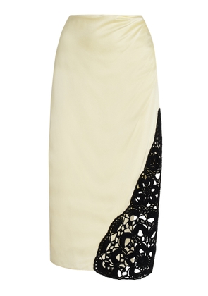 Alejandra Alonso Rojas Crochet-Detailed Silk Midi Skirt - Moda Operandi