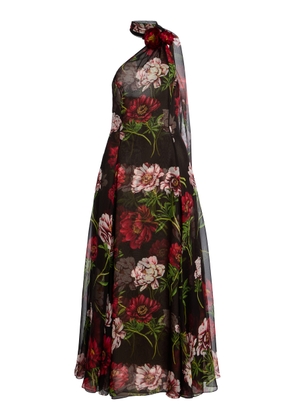 Oscar de la Renta Printed Silk Chiffon Halter Gown - Moda Operandi