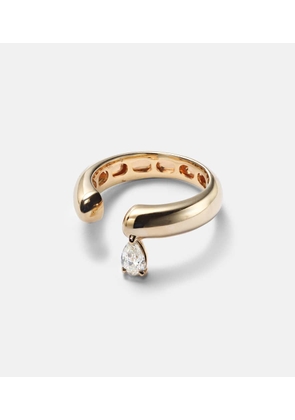 Rainbow K Tube 14kt gold ring with diamond