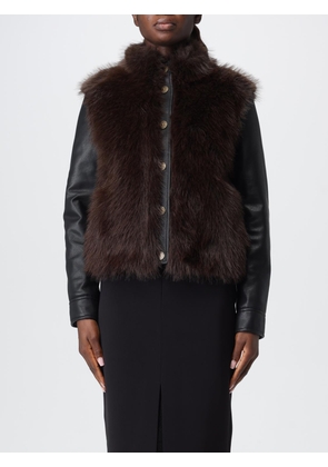 Fur Coat TWINSET Woman color Dove Grey