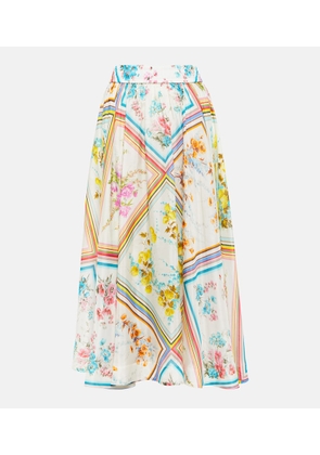Zimmermann Halcyon floral silk midi skirt