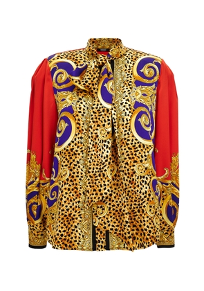Versace Balloon-Sleeve Silk-Crepe Satin Blouse - Moda Operandi