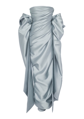 Marmar Halim Draped Strapless Mikado Gown and Shawl - Moda Operandi
