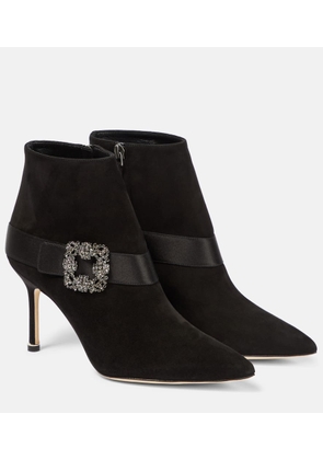 Manolo Blahnik Plinianu embellished suede ankle boots