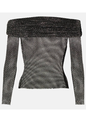 Self-Portrait Off-shoulder fishnet top