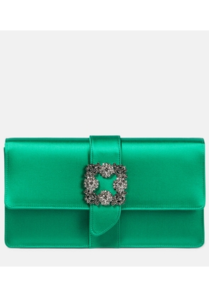 Manolo Blahnik Capri embellished satin clutch