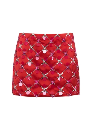 DES_PHEMMES Duchess Mini Skirt With Geometric Embroidery - Moda Operandi