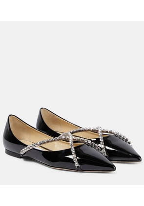 Jimmy Choo Genevi embellished patent leather ballet flats