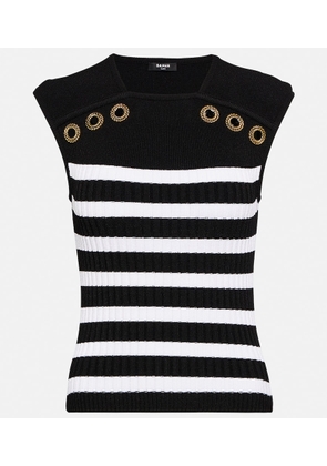 Balmain Striped ribbed-knit top
