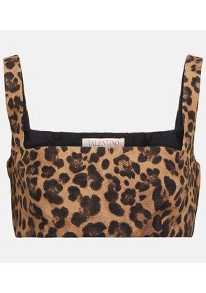 Valentino Crepe Couture leopard-print crop top