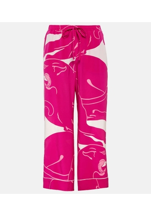 Valentino Panther crepe de chine pants