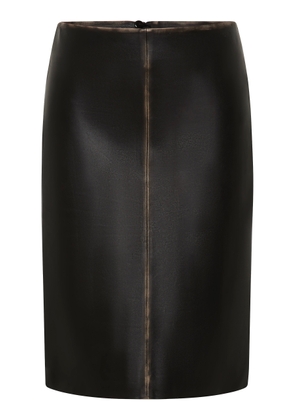 St. Agni Brushed-Leather Pencil Knee-Length Skirt - Moda Operandi