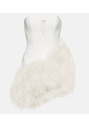 David Koma Bridal feather-trimmed cady minidress