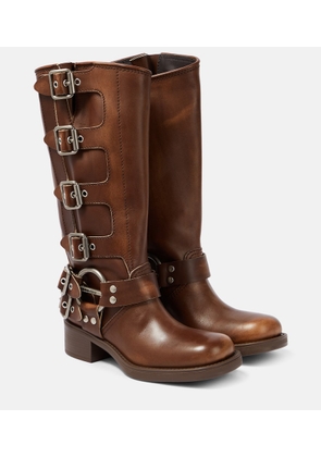 Miu Miu Studded leather knee-high boots