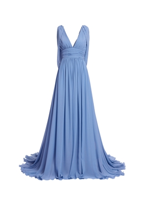 Elie Saab Cape-Detailed Silk Georgette Gown - Moda Operandi
