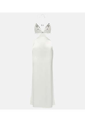 David Koma Embellished cutout satin slip dress