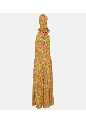 Magda Butrym Floral-applique hooded maxi dress