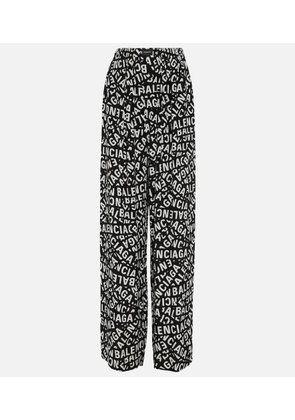 Balenciaga Logo high-rise wide-leg pants