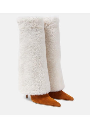 Magda Butrym Shearling and suede knee-high boots