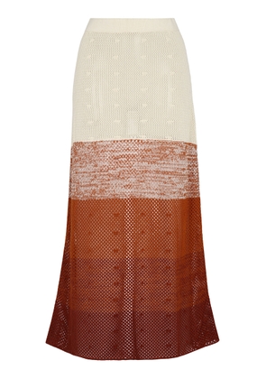 ESCVDO Ofrenda Paneled Cotton Knit Maxi Skirt - Moda Operandi