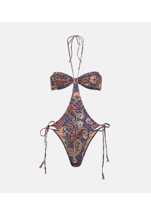 Bananhot Jade printed cut-out swimsuit