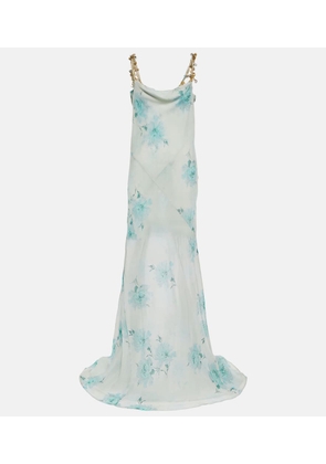 Dries Van Noten Floral embellished silk chiffon gown