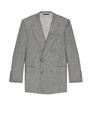 TOM FORD Traditional Flannel Double Breasted Jacket in Grey Melange - Grey. Size 50 (also in 54).