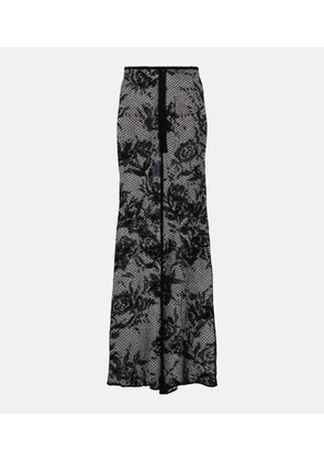 Alaia Floral mesh maxi skirt